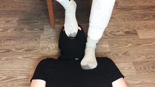 sexy girl after gym in nike gray socks domination and gagging socks