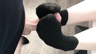 fuck teen girl black socks after job, foojob & socksjob black socks cum pov