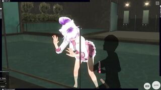 3D HENTAI fucked schoolgirl with a vibrator in the pool