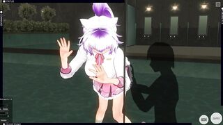 3D HENTAI fucked schoolgirl with a vibrator in the pool