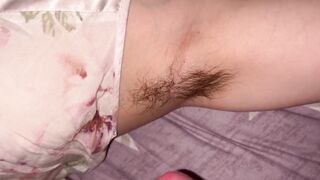 Cumshot on hairy armpits