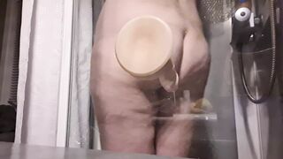 Fucking my Dildo in the Shower for Stepdad