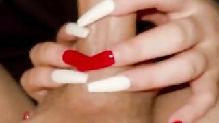 Long sexy nails stroke my big cock