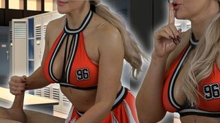 Cheerleader does Risky & Fast Handjob in Public Locker Room