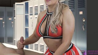 Cheerleader does Risky & Fast Handjob in Public Locker Room