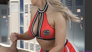 Cheerleader does Risky & Fast Handjob in Public Locker Room