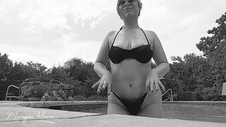 Boobs Tease at the Pool Black and White