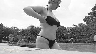 Boobs Tease at the Pool Black and White