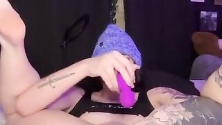 goth girl plays with clit