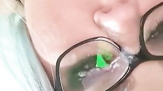 hard fuck my sexy fife in glasses and masive cumshot on her glasses.