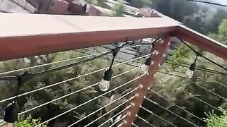 Caught giving blowjob on Air B n B balcony