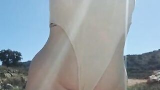 Tattooed PAWG With a Hairy pussy in a Bodysuit Dancing Outdoors