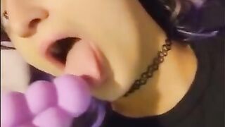 Slutty MILF with sloppy pussy fucks out double cream pie with huge Unicorn Dildo POV ASMR