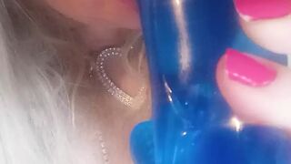 Trying to make my plastic cock cum