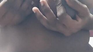 Tamil girl squeezing her big natural boobs. Busty Tamil ponnu