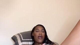 19 Year Old Ebony Playing With Pussy And Cum