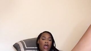 19 Year Old Ebony Playing With Pussy And Cum