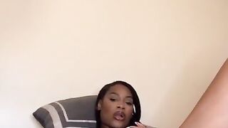 19 Year Old Ebony Playing With Pussy And Cum