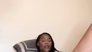 19 Year Old Ebony Playing With Pussy And Cum