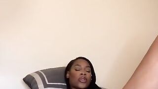 19 Year Old Ebony Playing With Pussy And Cum