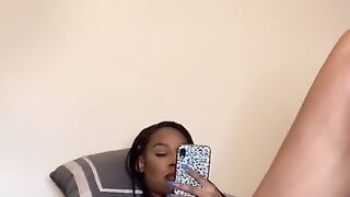 19 Year Old Ebony Playing With Pussy And Cum