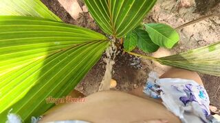 Piss on small Palm Tree (I made a Tropical Golden Shower)