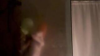 Big booty Milf gets fucked in the shower by her bbc while husband is working. Female orgasm.