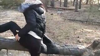 While the husband is at work, the sexwife wife fucks with a stranger in the forest