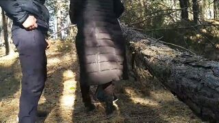 While the husband is at work, the sexwife wife fucks with a stranger in the forest