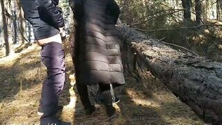 While the husband is at work, the sexwife wife fucks with a stranger in the forest