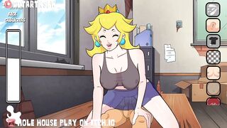 Princess Peach Riding Reverse Cowgirl Creampie Front View - Hole House