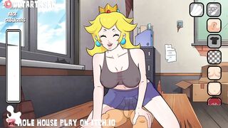 Princess Peach Riding Reverse Cowgirl Creampie Front View - Hole House