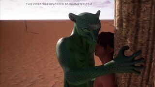 Alien Reptilian Rides Human Males Cock - 3D Animation