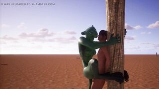 Alien Reptilian Rides Human Males Cock - 3D Animation