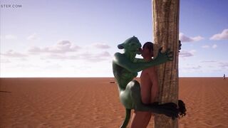 Alien Reptilian Rides Human Males Cock - 3D Animation