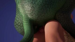 Alien Reptilian Rides Human Males Cock - 3D Animation