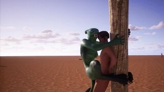 Alien Reptilian Rides Human Males Cock - 3D Animation