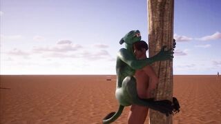 Alien Reptilian Rides Human Males Cock - 3D Animation