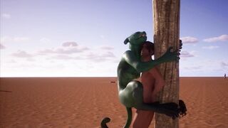 Alien Reptilian Rides Human Males Cock - 3D Animation