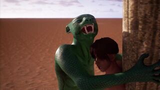 Alien Reptilian Rides Human Males Cock - 3D Animation