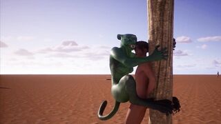 Alien Reptilian Rides Human Males Cock - 3D Animation