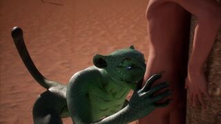 Alien Reptilian Rides Human Males Cock - 3D Animation