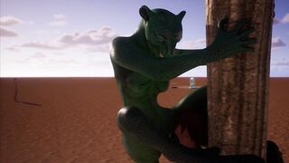 Alien Reptilian Rides Human Males Cock - 3D Animation