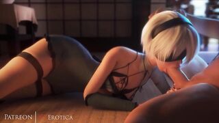 NieR:Automata 3D porn: 2B blowjob