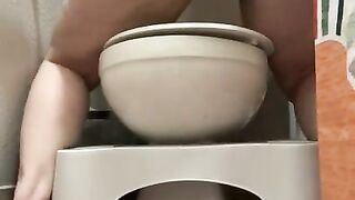 Tired BBW Goes for Morning Pee and Accidentally Pees on Toilet