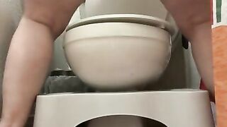 Tired BBW Goes for Morning Pee and Accidentally Pees on Toilet
