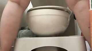Tired BBW Goes for Morning Pee and Accidentally Pees on Toilet