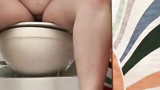 Tired BBW Goes for Morning Pee and Accidentally Pees on Toilet