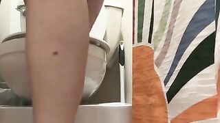 Tired BBW Goes for Morning Pee and Accidentally Pees on Toilet
