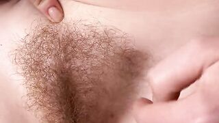 Fun mom uses beard thickener on her big bouncy beautiful bush